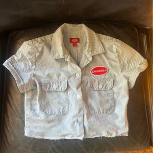 Short crop Dickies Pin stripe button up. Size XS